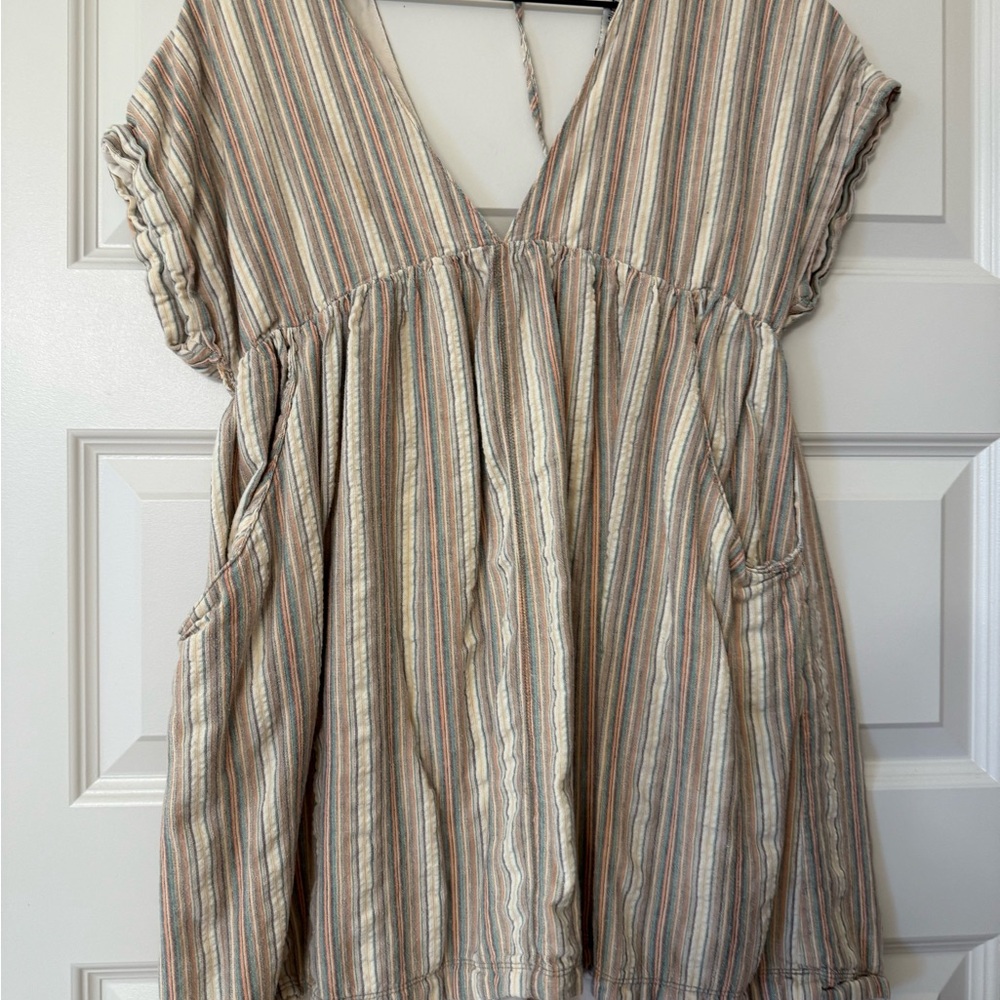Linen mini dress- striped Urban Outfitter